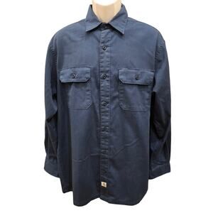 Carhartt Long Sleeve Twill Work Shirt L navy NWOT thick cotton button up casual